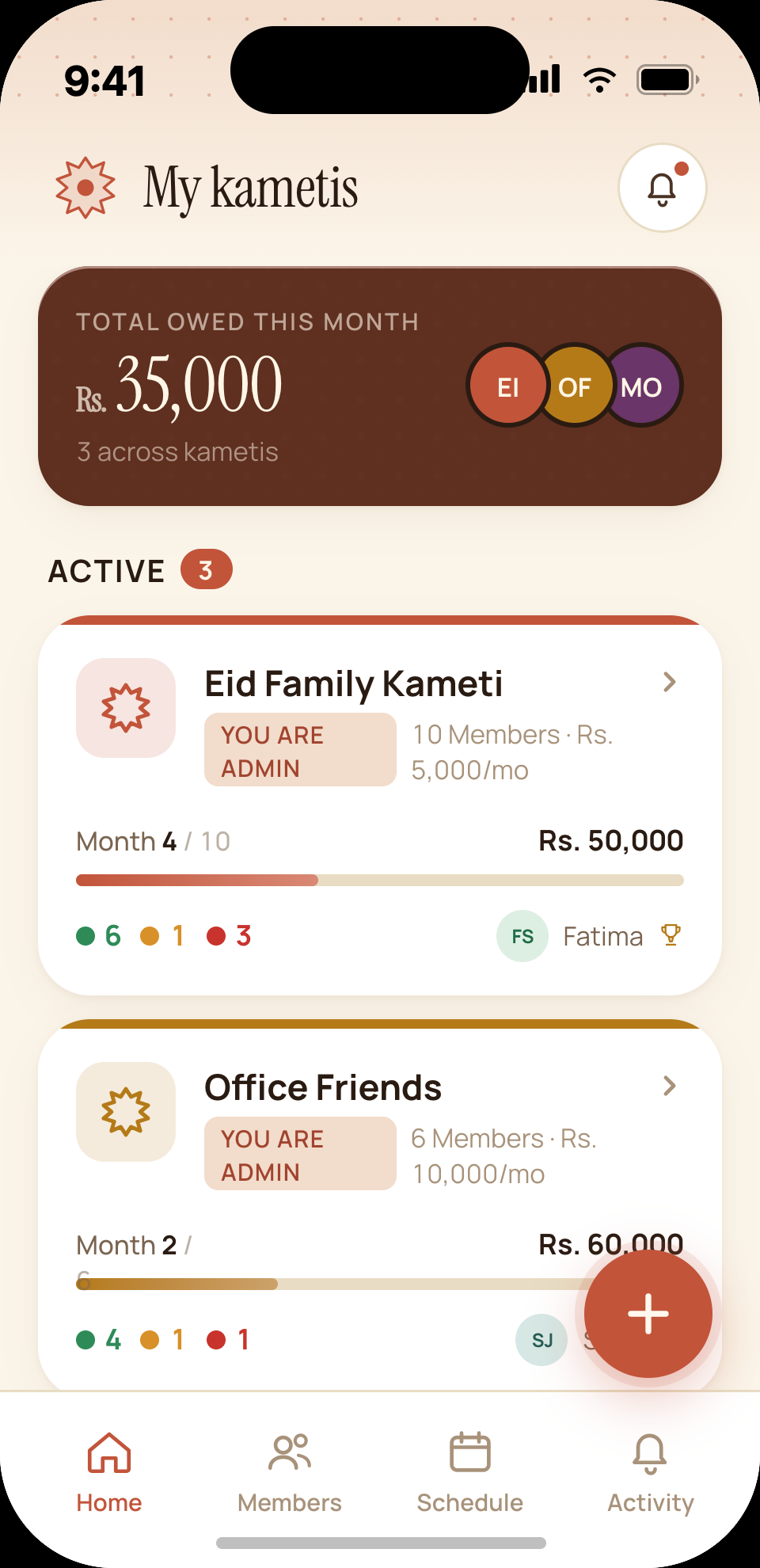 Dashboard tracking screen